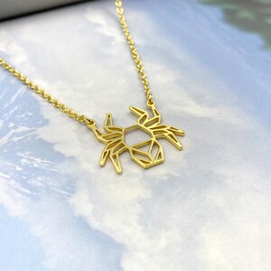 Origami Spider necklace, Geometric insect Pendant, Halloween gift for women, minimalist necklace