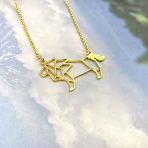 Origami Lion Necklace, Leo Jewelry, Animal lover gift for bestfriend