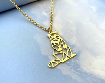 Geometric Groundhog necklace, Marmot Prairie Dog Rodent, Modern Animal Jewelry for Women and kids