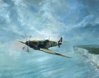 Spitfire Oil Painting - Etsy UK