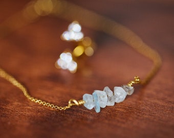 Delicate Necklace in Sterling Silver with Aquamarine