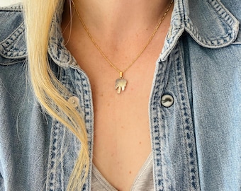 Delicate, handmade Necklace in Sterling Silver with Mother of Pearl Palm Tree // Palm Tree Pendant