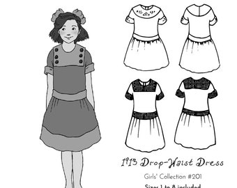 1913 Drop-Waist Girls' Dress