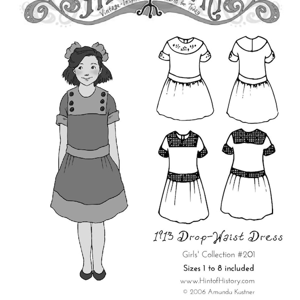 1913 Drop-Waist Girls' Dress