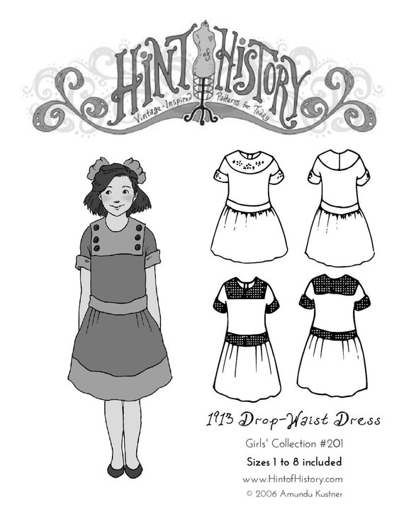 1913 Drop-waist Girls' Dress - Etsy