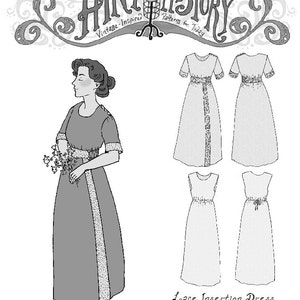 1910s Lace Insertion Dress & Drawstring Slip Pattern image 1