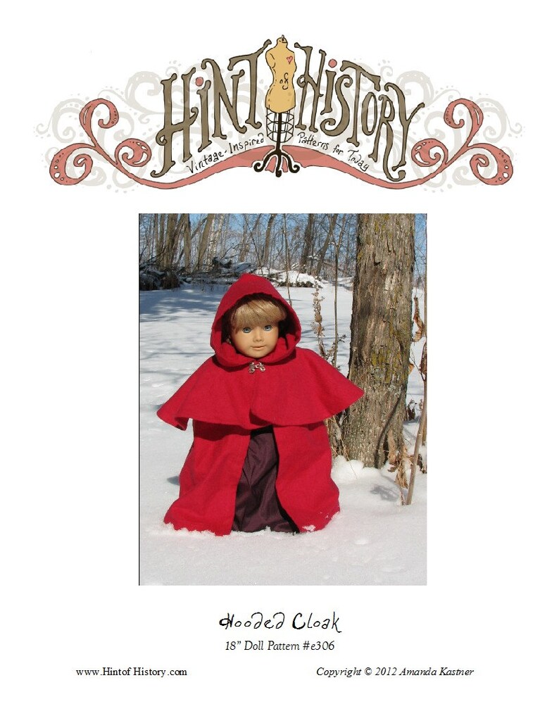 Hooded Cloak 18 in Doll PDF ePattern DOWNLOAD image 1