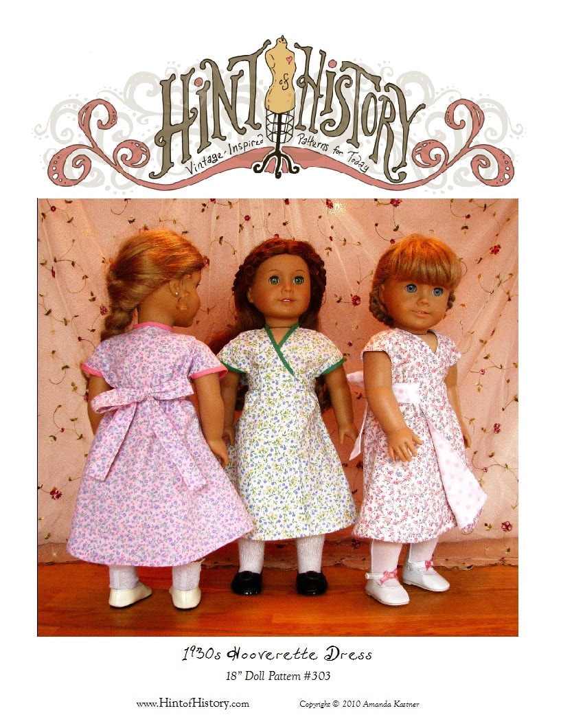1930s Hooverette Dress 18in Doll Pattern