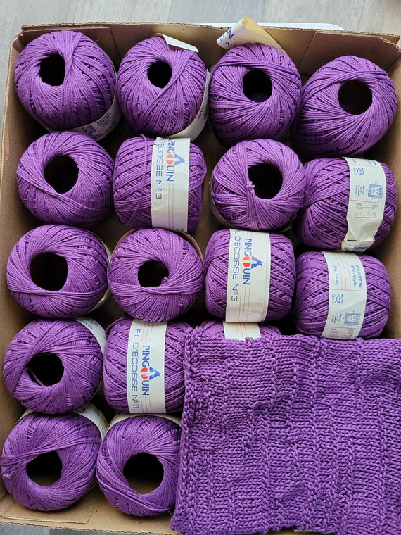 Pingouin Fil D'ecosse Number 3 Purple Cotton Yarn Lot of Etsy