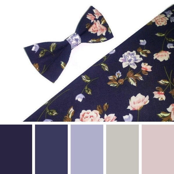 London Floral Bow Boxy Tee- Navy main image 1