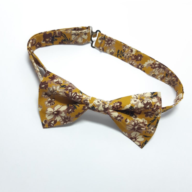 MUSTARD Floral Bow Tie and LIGHT BROWN Suspenders Wedding Set Etsy