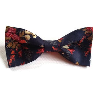 LIMITED EDITION Dark Blue Orange Flowers Bow Tie and Matching Y-back ...