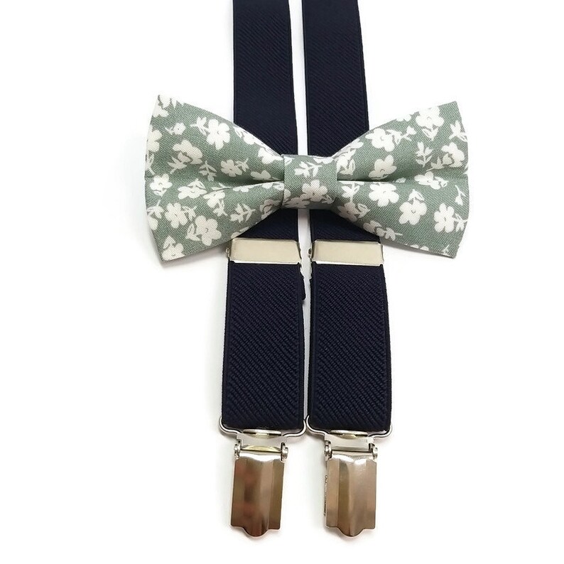 NAVY BLUE Suspenders Silver Sage Kids Bowtie Toddler Groomsmen Etsy