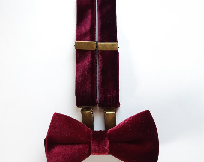 Emerald GREEN VELVET Neck Tie Suspenders Boutonniere Groom Etsy