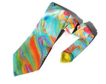 RAINBOW wedding watercolor necktie bright tie skinny men's tie standard tie for men raintbow ties groomsmen bow tie for groom pocket square