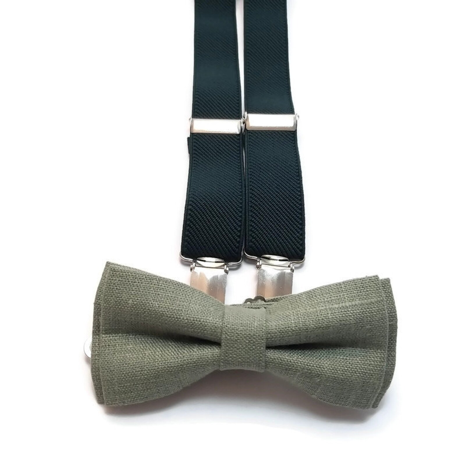 Emerald Green Suspenders Sage Green LINEN Necktie Bowtie Etsy