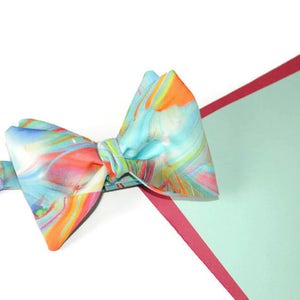 Rainbow Bow Tie Wedding Gift Groom Gift Watercolor Aquarel Multicolored Self-Tie Bowtie, Gift for Him, Birthday Gift, Men's Accessories image 2