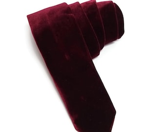 Groomsmen wedding neck ties for men BURGUNDY velvet bowtie match braces ringbearers outfit idea fall autumnal Groom Winter toddler size