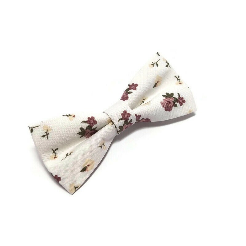 White floral bow tie suspenders boutonniere wedding set men | Etsy