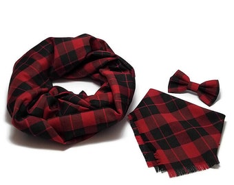 Red Black Buffalo plaid scarf and matching dogs bandana,pet neckwear set,dog owner match outfits idea,necktie dog,dogcat aaparel,Christmas