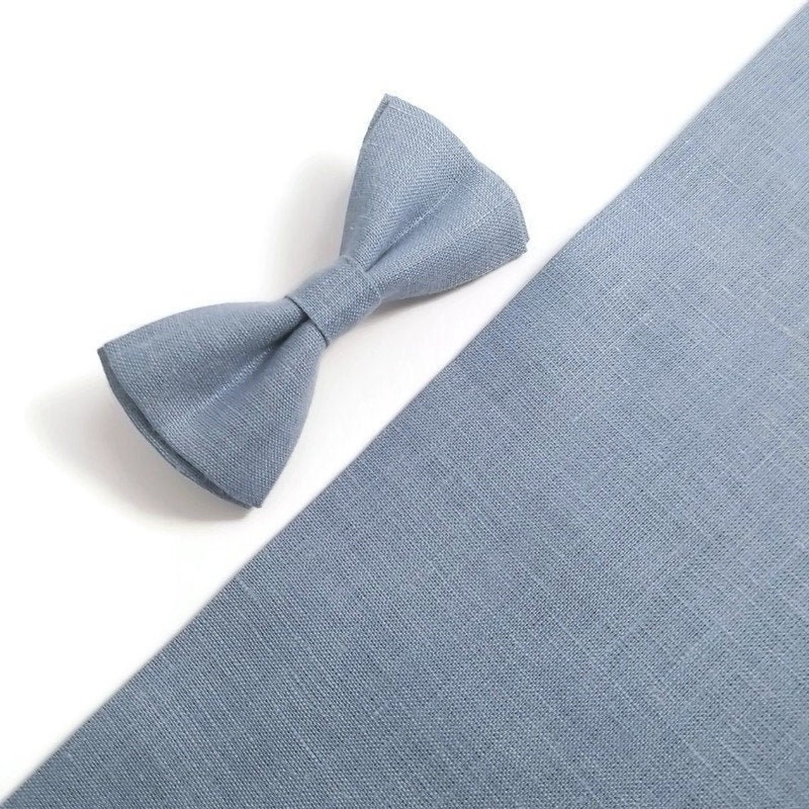 DUSTY BLUE bow tie Baby boy wedding 2021 linen bowtie Etsy