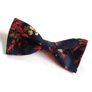 LIMITED EDITION Dark Blue Orange Flowers Bow Tie and Matching Y-back ...