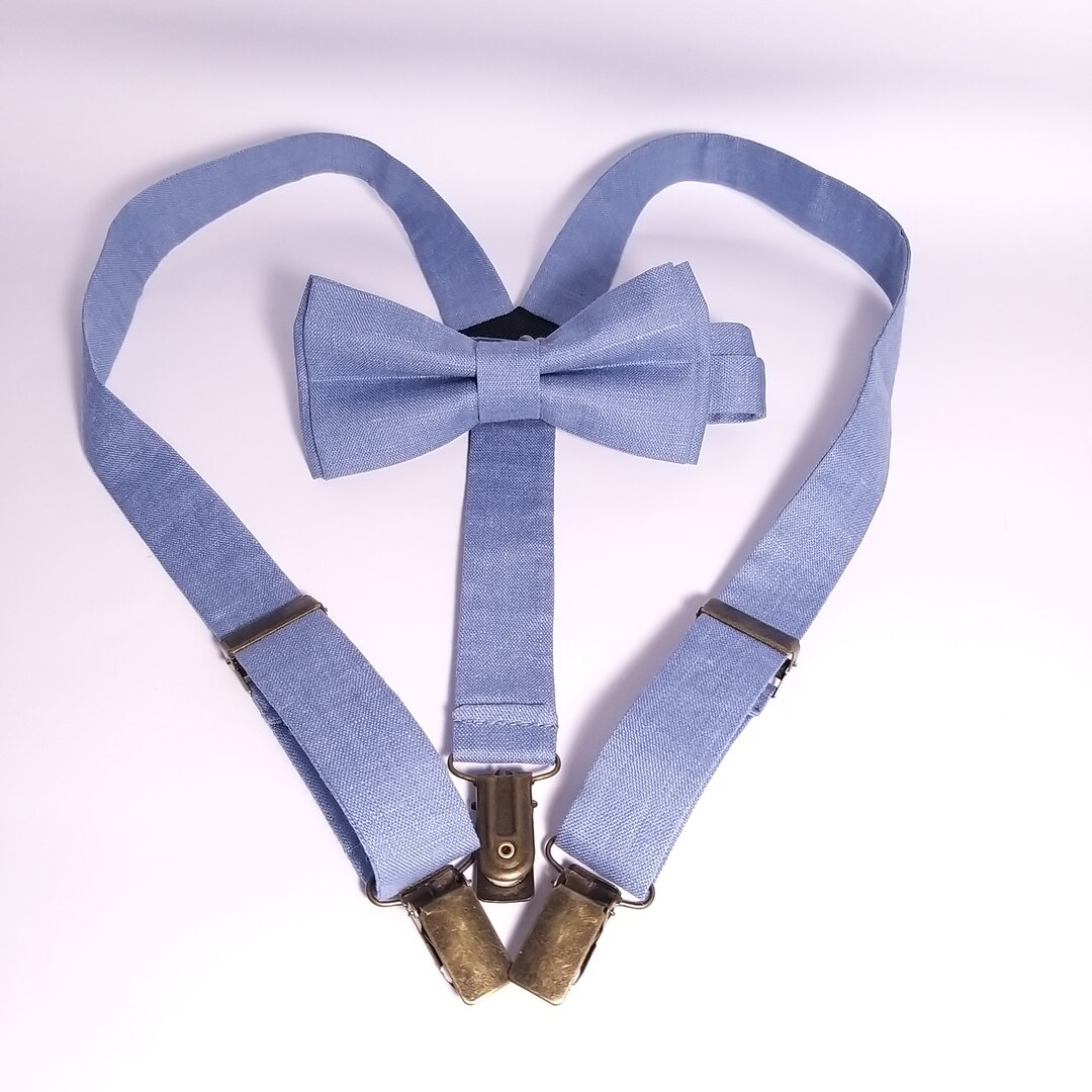 DUSTY BLUE Bow Tie LIGHT Shade Wedding 2021 Linen Bowtie Etsy