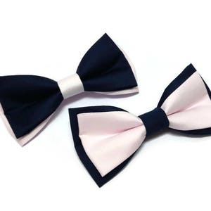 2 colors BLUSH and NAVY wedding men's bow ties TWO styles available for groom and groomsmen for ringbeares outfit