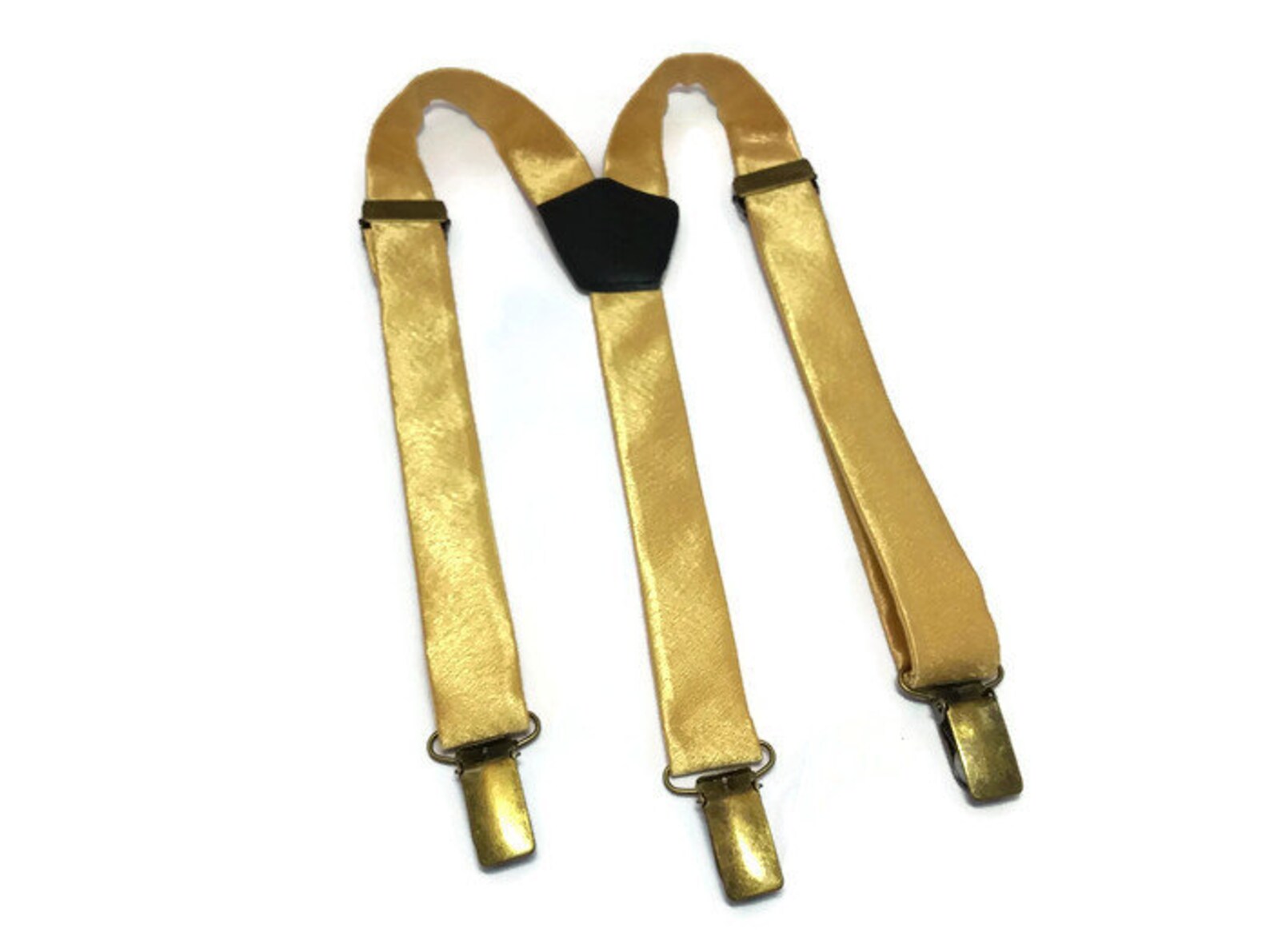 GOLDEN WEDDING Gold Suspendersgold Satin Bow Tiewedding Etsy