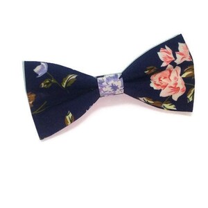 NAVY Blue Suspenders and Navy Floral Roses Pattern Bow Tie Set - Etsy