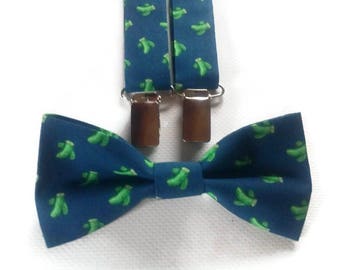 cactus wedding,cactus bow tie,caccctus suspenders,set for baby boy,ring bearer outfit,groom+groomsmen+wding,blue green,cacti wedings,jimpson
