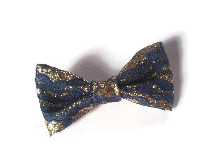 LACE navy blueblush gold weddingbow ties ring beareroutfit | Etsy