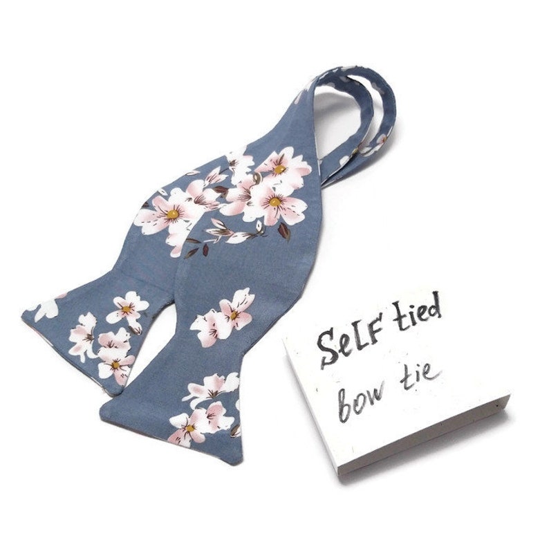 dusty blue floral bow tie