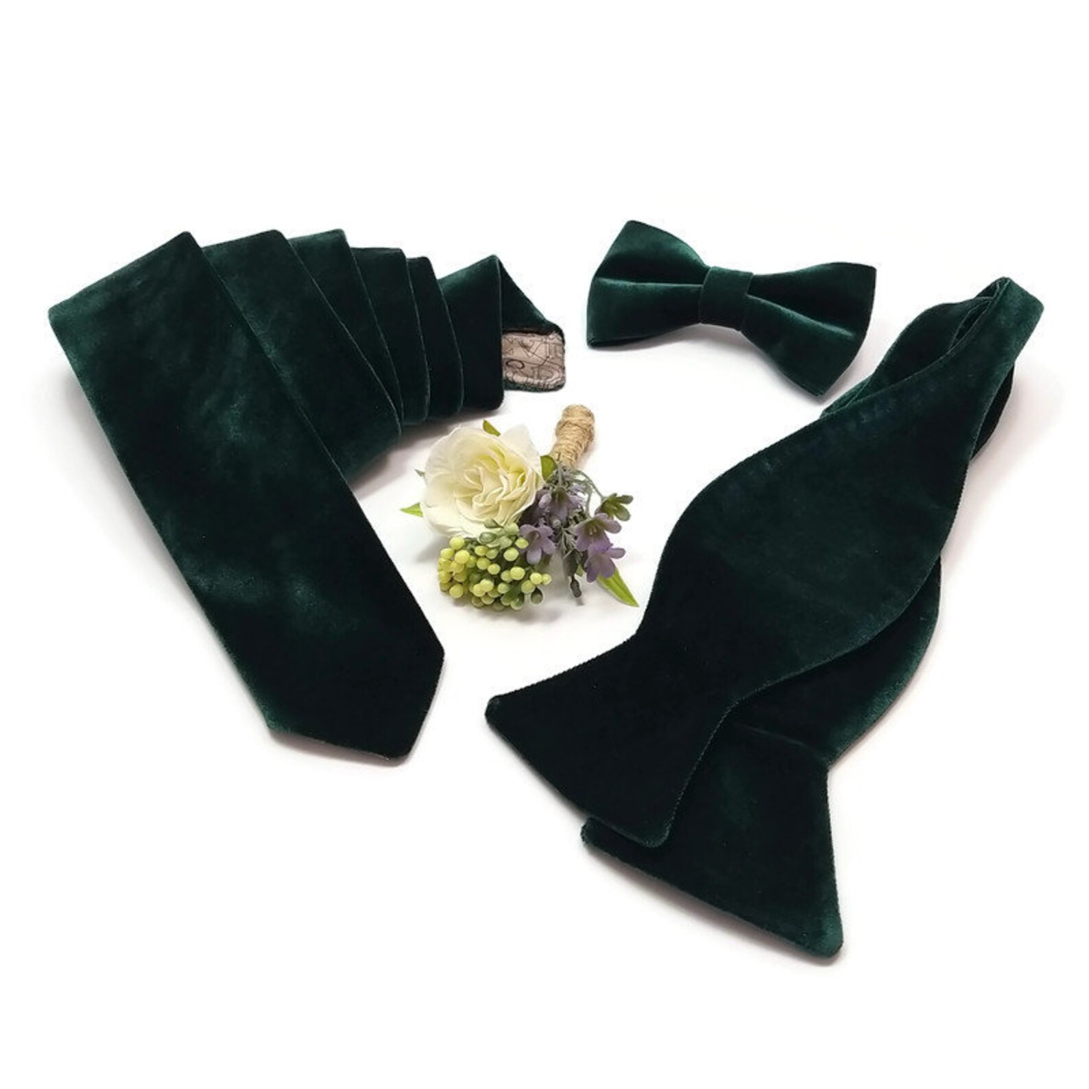 Emerald GREEN Suspenders VELVET Bow Tie Set for Groomsmen Etsy