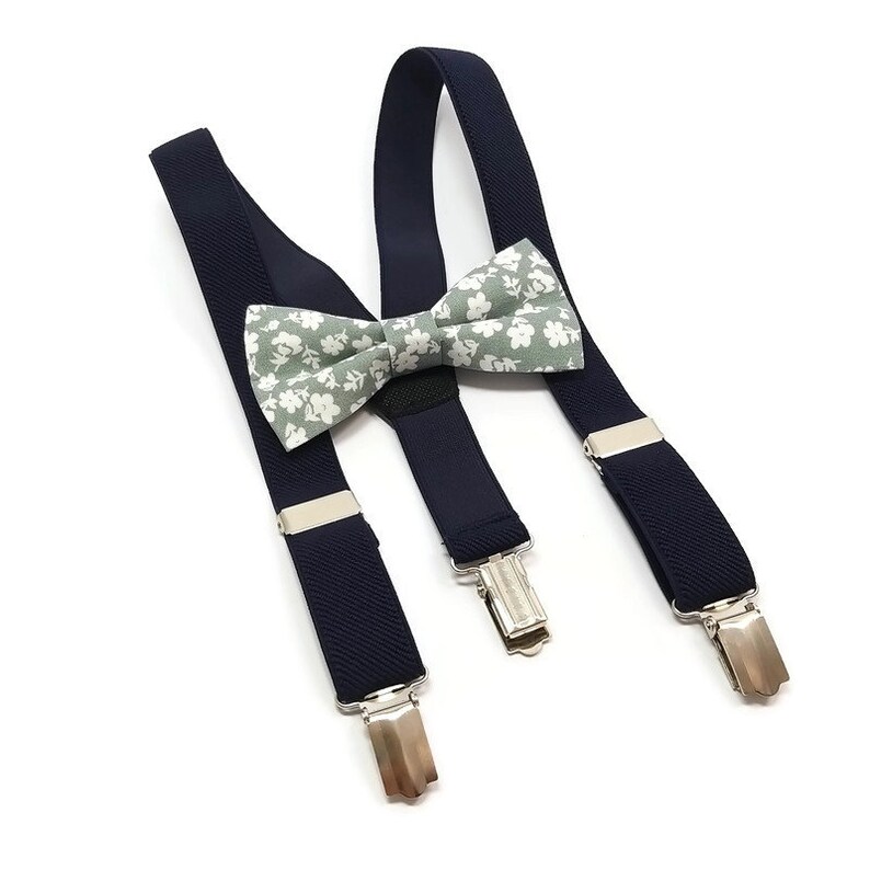 NAVY BLUE Suspenders Silver Sage Kids Bowtie Toddler Groomsmen Etsy