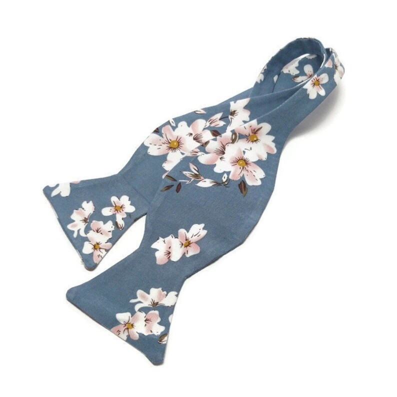 dusty blue floral bow tie