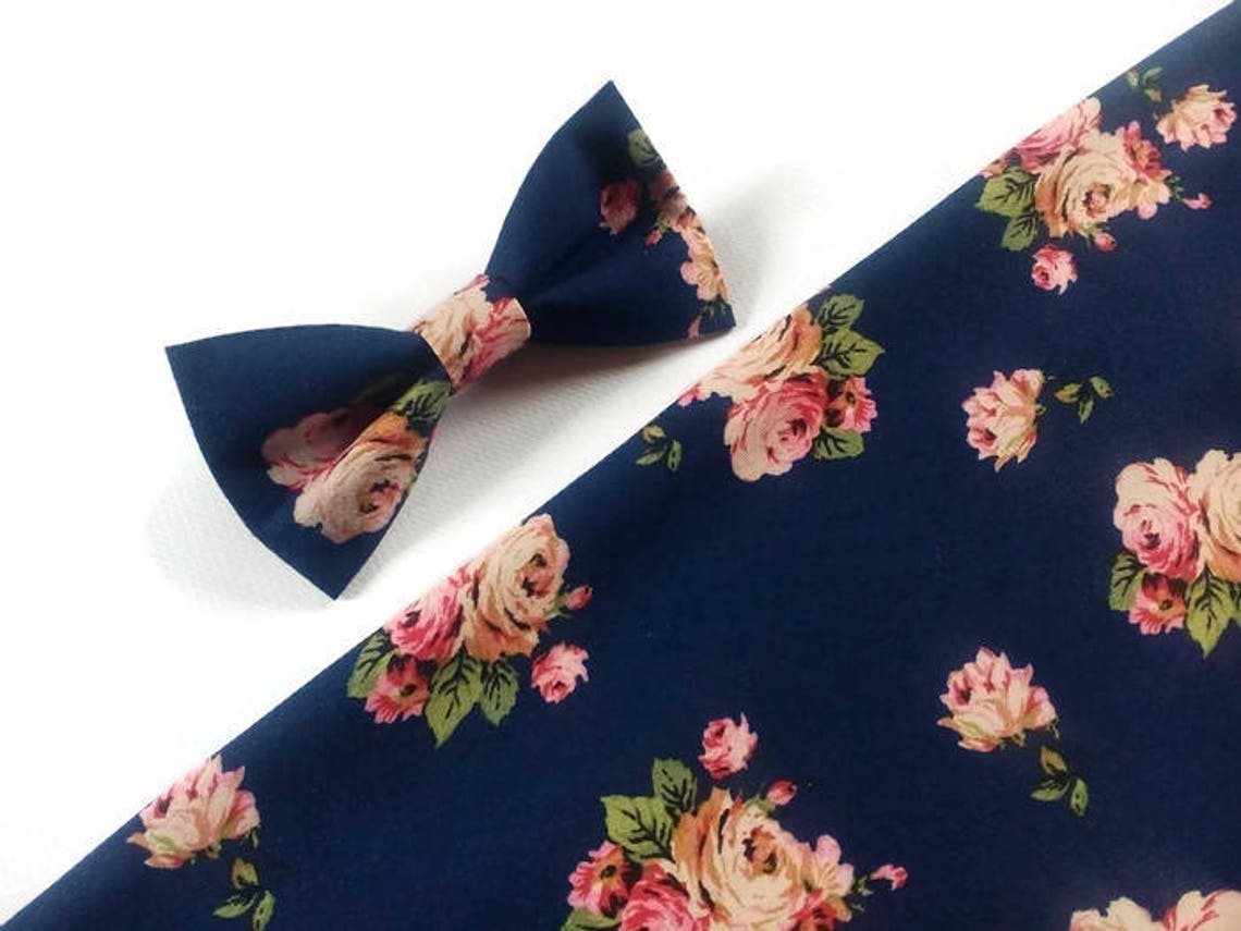 Baby blue suspenders set of bow tie dark blue in roses Etsy