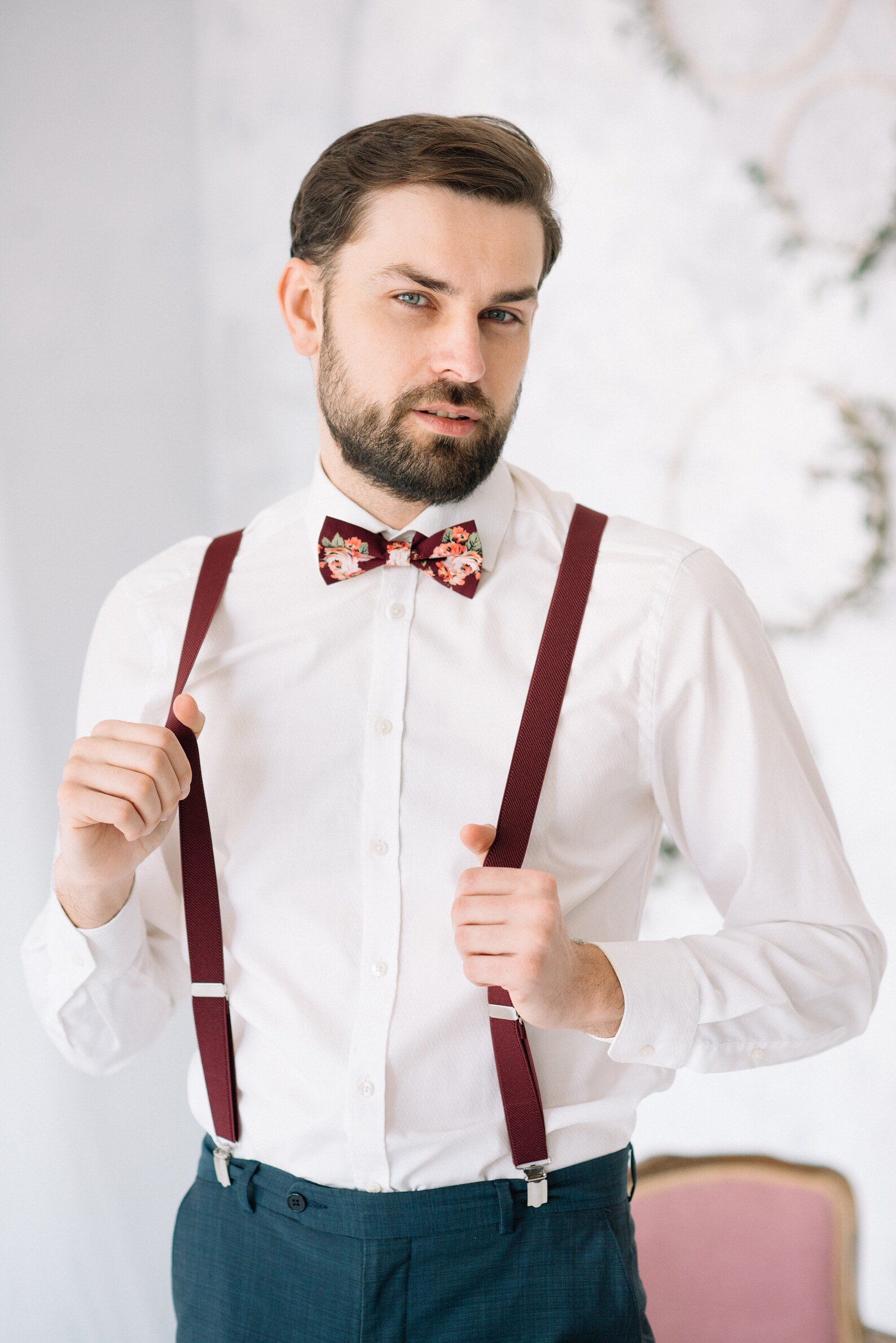 Burgundy Bow Tieswedding Bow Tie for Mensuspenders Boybordo Etsy