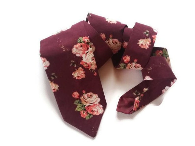 Matching necktie socks Burgundy floral wedding suspenders Groomsmen gifts proposal idea Father of the Bride Groom selftiedbowties Ringbearer Neck tie ONLY