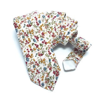 Groomsmen neck ties white red ocher blue tiny flowered pattern wedding ring bearer gromm groommsmen torddler infant baby boy kids bow tie