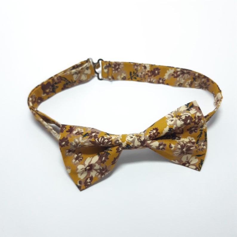 MUSTARD Floral Bow Tie and LIGHT BROWN Suspenders Wedding Set Etsy