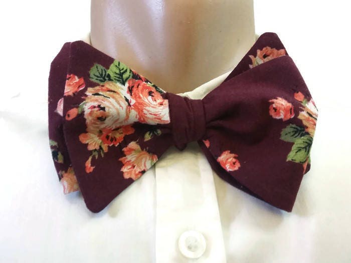 Burgundy roses neck tie for groom neckties groomsmen skinny | Etsy