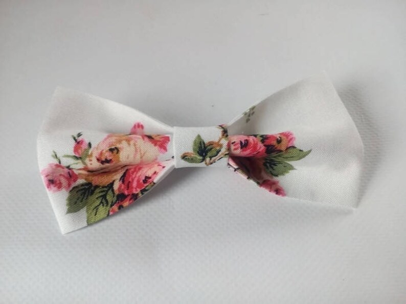 blue and white floral bow tie