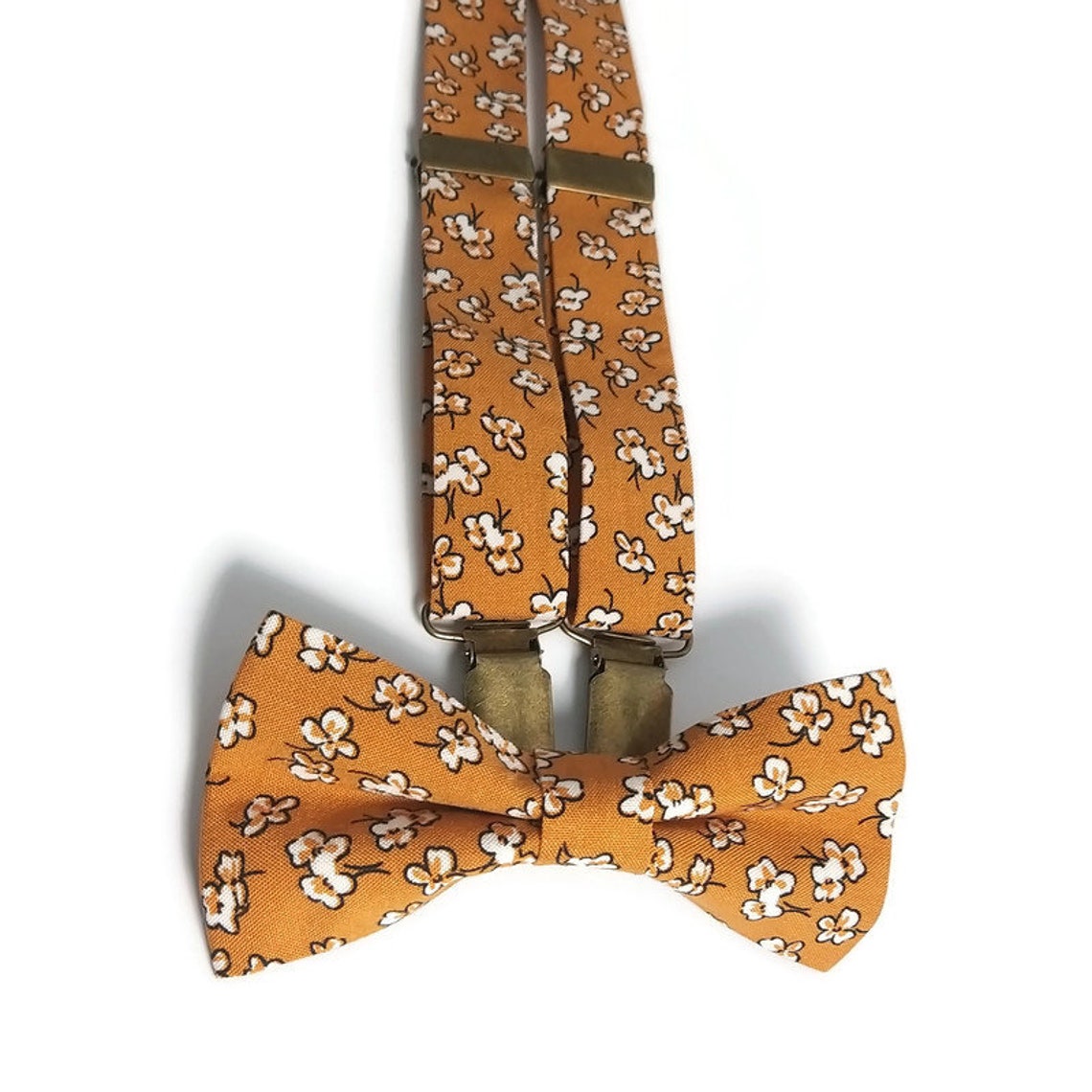 Mustard floraL BOW TIE SUSPENDERS set for Ring bearer Fall Etsy