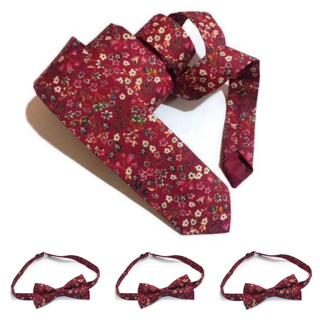 mens burgundy floral tie