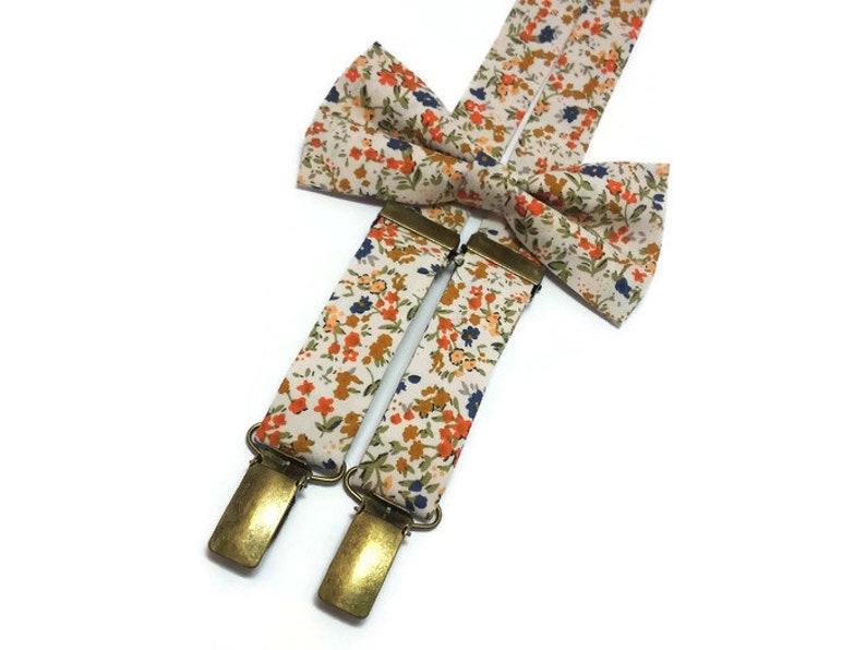 blanc orange minuscule liberté floral bretelles et noeud papillon pour les porteurs de croûte tenues pour hommes pour le marié pour les garçons d'honneur phortoshoot ensemble pour les garçons image 6