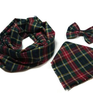 green red tartan matching pet onwer infinity regular scarf bandana bow ties for large doggy birthday party gift ideas