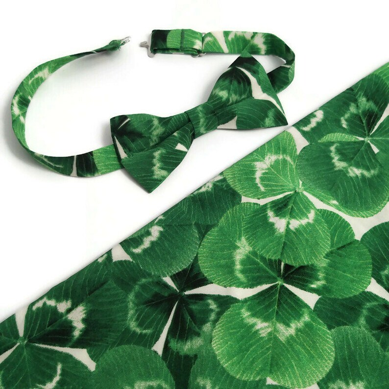St Patrick/'s Day Shamrock white moss green floral necktie suspenders Narrow Regular ties Groom Groomsmen Ringbear Forest Wedding Botanical