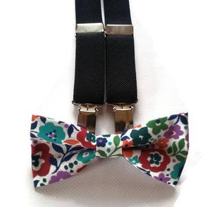 Black Suspenders White Floral Bright Flowers Bowties - Etsy