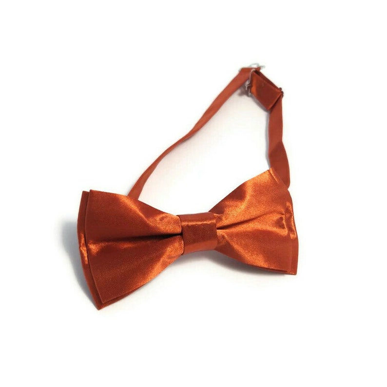 NEW BRONZE Cinnamon Rustic wedding ideas man Ginger Copper satin bow tie suspenders Copper Coffee Groomsmen Ringbearer pocket squares infant image 2